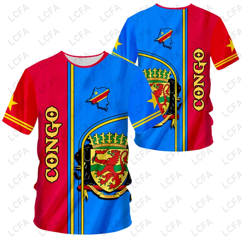 Custom Name Number Democratic Republic Of Congo Flag Emblem 3D T-shirt Men Women Tees Jersey Soccer Football Fans Gift Oversized