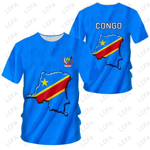 Custom Name Number Democratic Republic Of Congo Flag Emblem 3D T-shirt Men Women Tees Jersey Soccer Football Fans Gift Oversized