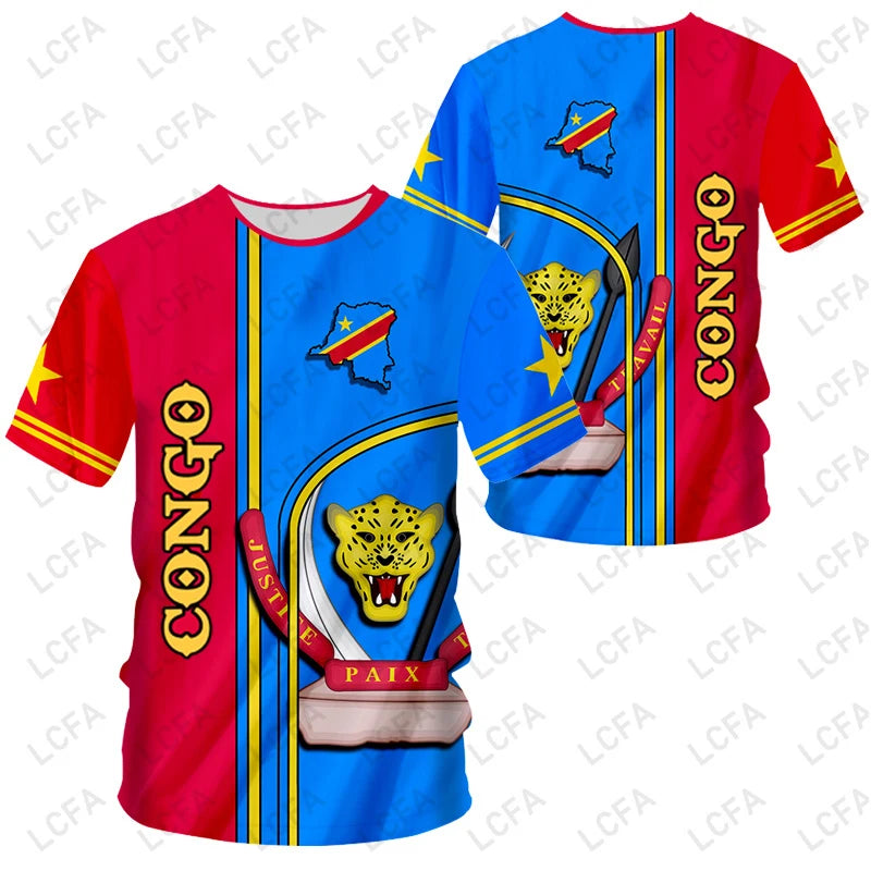 Custom Name Number Democratic Republic Of Congo Flag Emblem 3D T-shirt Men Women Tees Jersey Soccer Football Fans Gift Oversized