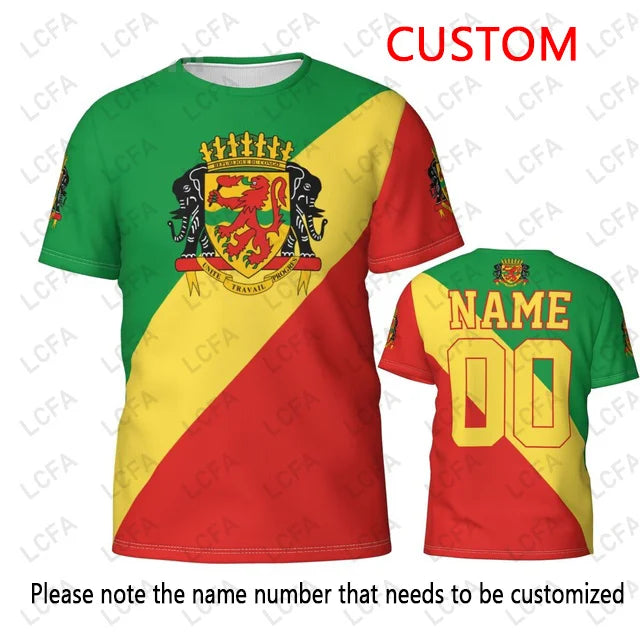 Custom Name Number Democratic Republic Of Congo Flag Emblem 3D T-shirt Men Women Tees Jersey Soccer Football Fans Gift Oversized